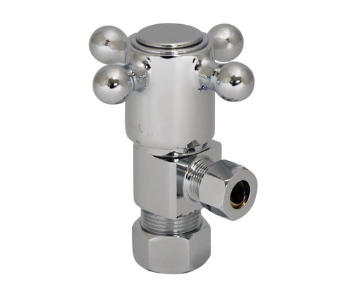 Mountain Plumbing  MT4003X-NL/ULB Brass Cross Handle with 1/4 Turn Ceramic Disc Cartridge Valve - Lead Free - Angle (1/2" Compression) - Unlacquered Brass
