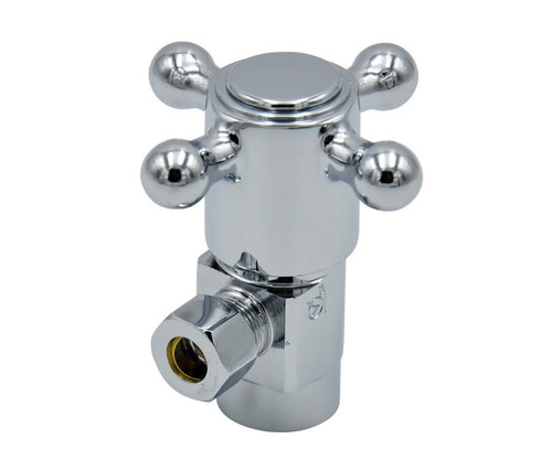 Mountain Plumbing Brass Cross Handle with 1/4 Turn Ceramic Disc Cartridge Valve - Lead Free - Angle (1/2" Female IPS) - Unlacquered Brass - MT4001X-NL/ULB