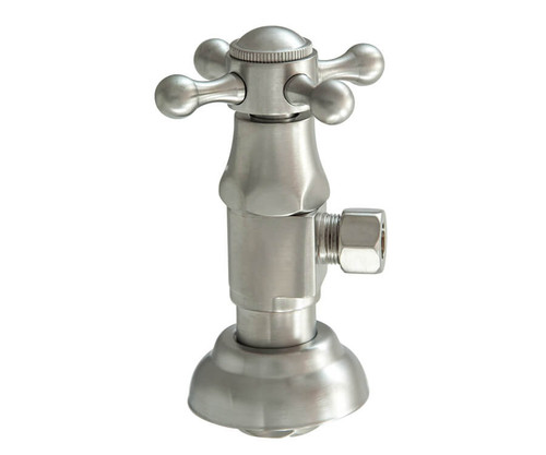 Mountain Plumbing  MT4004X-NL/PEW Brass Deluxe Cross Handle with 1/4 Turn Ceramic Disc Cartridge Valve - Lead Free - Angle (1/2" Female) - Pewter