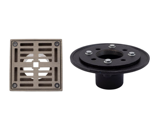 Mountain Plumbing  MT506A/PEW 4" Square Complete Shower Drain - ABS - Pewter