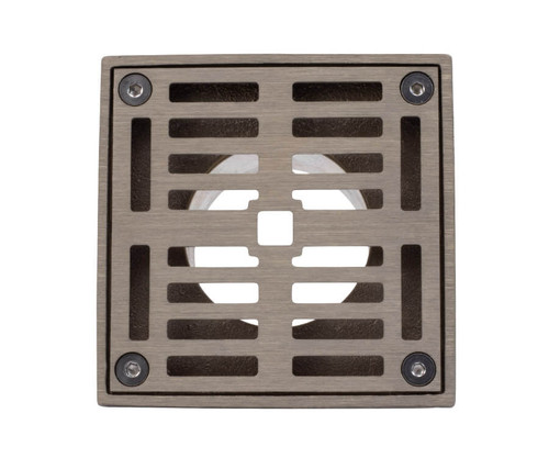 Mountain Plumbing  MT506-GRID/CHBRZ 4" Square Solid Brass Grid Shower Drain - Champagne Bronze