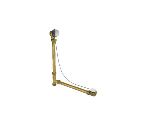 Mountain Plumbing  BDR20SBR45/ULB Brass Body Cable Operated Bath Waste & Overflow Drain with Patented Flexible Overflow Neck for 21" Center Drain Tub - Unlacquered Brass