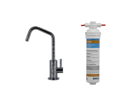Mountain Plumbing Cold Water Dispenser Faucet with Contemporary Round Body & Handle (120° Spout) & Mountain Pure® Water Filtration System - Chrome - MT1823FIL-NL/CPB
