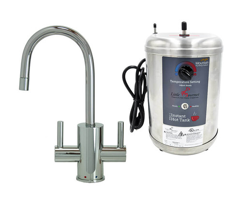 Mountain Plumbing  MT1841DIY-NL/PEW Hot & Cold Water Faucet with Contemporary Round Body & Handles & Little Gourmet® Premium Hot Water Tank - Pewter