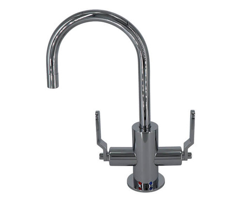 Mountain Plumbing  MT1841-NLIH/PVDPN Hot & Cold Water Faucet with Contemporary Round Body & Industrial Lever Handles - PVD Polished Nickel