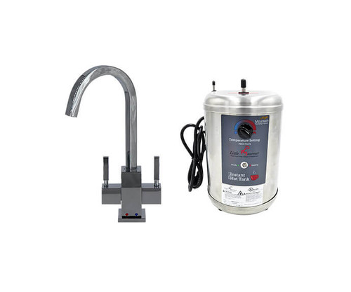 Mountain Plumbing  MT1881DIY-NL/MB Hot & Cold Water Faucet with Contemporary Square Body & Little Gourmet® Premium Hot Water Tank - Matte Black