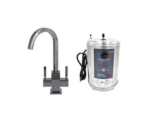 Mountain Plumbing Hot & Cold Water Faucet with Contemporary Square Body & Little Gourmet® Premium Hot Water Tank - Matte Black - MT1881DIY-NL/MB