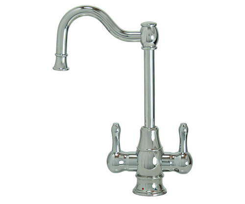 Mountain Plumbing  MT1871-NL/PVD Hot & Cold Water Faucet with Traditional Double Curved Body & Curved Handles - Polished Brass