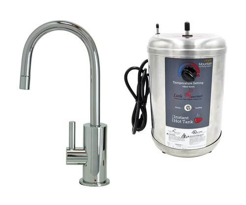 Mountain Plumbing  MT1840DIY-NL/PEW Hot Water Faucet with Contemporary Round Body & Handle & Little Little Gourmet® Premium Hot Water Tank - Pewter