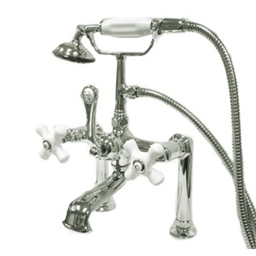 Kingston Brass Deck Mount Clawfoot Tub Filler Faucet with Hand Shower - Polished Chrome - CC112T1