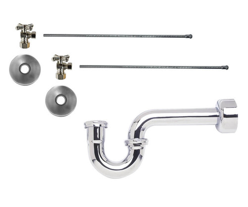 Mountain Plumbing  MT4432X-NL/PVDBB Lavatory Supply Kit - Brass Cross Handle with 1/4 Turn Ball Valve - Angle, P-Trap 1-1/2" - PVD Brushed Bronze
