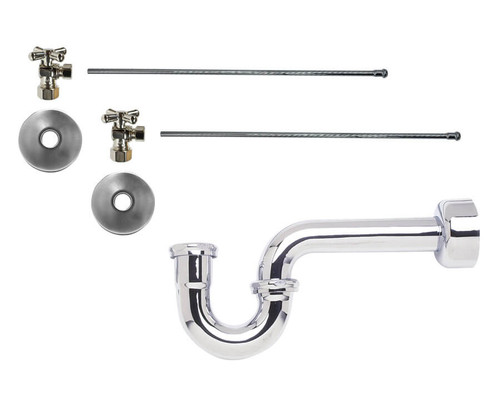 Mountain Plumbing  MT4431X-NL/SG Lavatory Supply Kit - Brass Cross Handle with 1/4 Turn Ball Valve - Angle, P-Trap 1-1/4" - Satin Gold