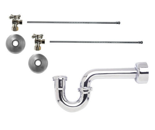 Mountain Plumbing  MT4431X-NL/PVD Lavatory Supply Kit - Brass Cross Handle with 1/4 Turn Ball Valve - Angle, P-Trap 1-1/4" - Polished Brass