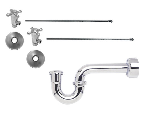 Mountain Plumbing Lavatory Supply Kit - Brass Cross Handle with 1/4 Turn Ceramic Disc Cartridge Valve - Angle, P-Trap 1-1/4" - Weathered Copper - MT8100-NL/WCP