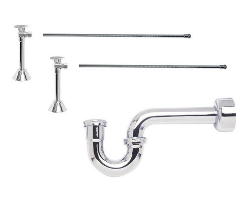 Mountain Plumbing Lavatory Supply Kit - Brass Oval Handle with 1/4 Turn Ball Valve - Angle Sweat, P-Trap 1-1/2" - PVD Brushed Bronze - MT4422-NL/PVDBB
