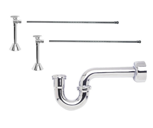 Mountain Plumbing Lavatory Supply Kit - Brass Oval Handle with 1/4 Turn Ball Valve - Angle Sweat, P-Trap 1-1/4" - Antique Brass - MT4433-NL/AB