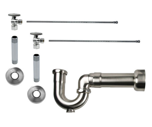Mountain Plumbing Lavatory Supply Kit - Brass Oval Handle with 1/4 Turn Ball Valve - Angle, Massachusetts P-Trap - Unlacquered Brass - MT401MASS-NL/ULB