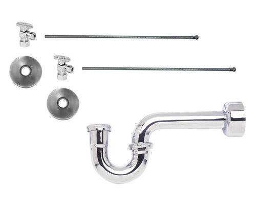 Mountain Plumbing  MT7201-NL/PVD Lavatory Supply Kit - Brass Oval Handle with 1/4 Turn Ball Valve - Angle, P-Trap 1-1/2" - Polished Brass