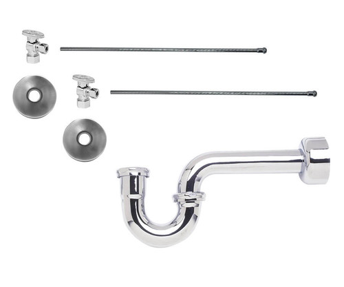 Mountain Plumbing  MT7201-NL/TB Lavatory Supply Kit - Brass Oval Handle with 1/4 Turn Ball Valve - Angle, P-Trap 1-1/2" - Tuscan Brass