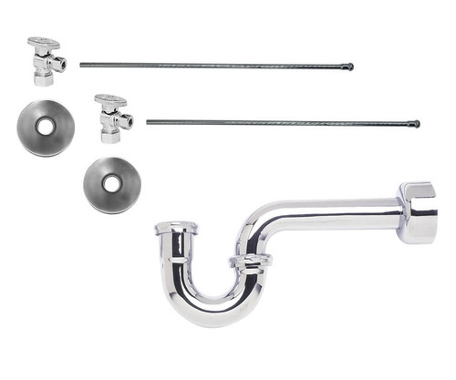 Mountain Plumbing  MT7200-NL/PVD Lavatory Supply Kit - Brass Oval Handle with 1/4 Turn Ball Valve - Angle, P-Trap 1-1/4" - Polished Brass