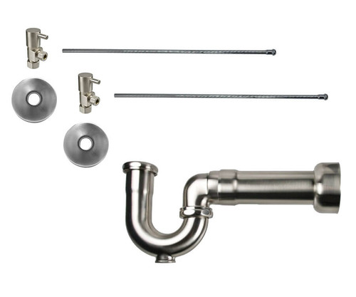 Mountain Plumbing  MT3041-NL/BRS Lavatory Supply Kit - Contemporary Lever Handle with 1/4 Turn Ceramic Disc Cartridge Valve - Angle, Massachusetts P-Trap - Brushed Stainless