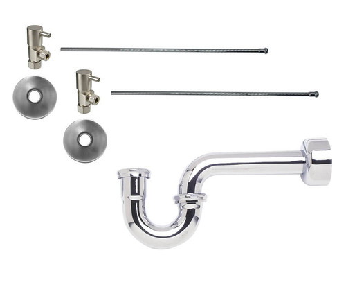 Mountain Plumbing  MT7100-NL/ULB Lavatory Supply Kit - Contemporary Lever Handle with 1/4 Turn Ceramic Disc Cartridge Valve - Angle, P-Trap 1-1/4" - Unlacquered Brass
