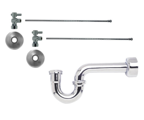 Mountain Plumbing  MT5432-NL/BRN Lavatory Supply Kit - Mini Lever Handle with 1/4 Turn Ball Valve - Angle, P-Trap 1-1/2" - Brushed Nickel