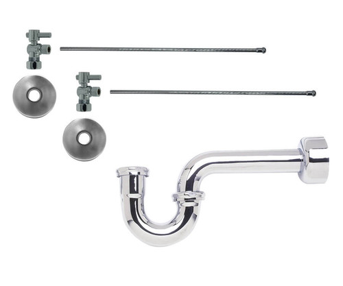 Mountain Plumbing Lavatory Supply Kit - Mini Lever Handle with 1/4 Turn Ball Valve - Angle, P-Trap 1-1/2" - Chrome - MT5432-NL/CPB
