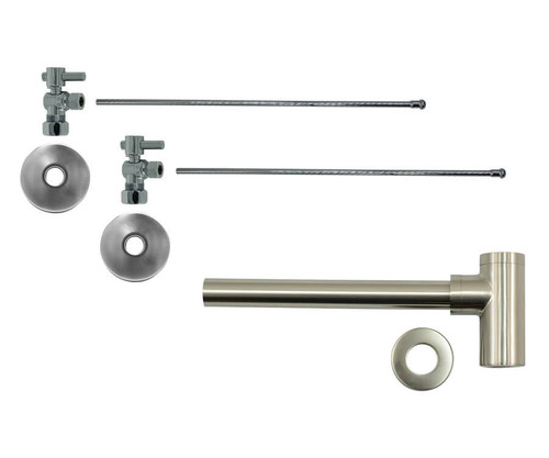 Mountain Plumbing Lavatory Supply Kit - Mini Lever Handle with 1/4 Turn Ball Valve - Angle, Round Bottle Trap - Matte Black - MT6002-NL/MB