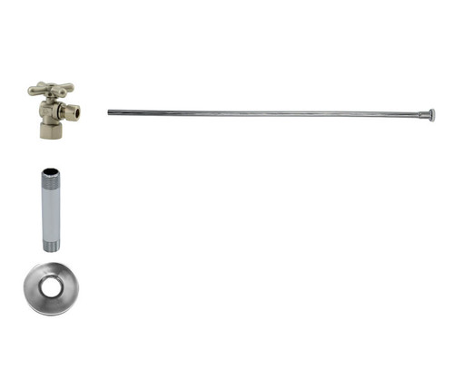 Mountain Plumbing  MT483BX-NL/PVD Toilet Supply Kit - Brass Cross Handle with 1/4 Turn Ball Valve - Angle, Flat Head Riser - Polished Brass