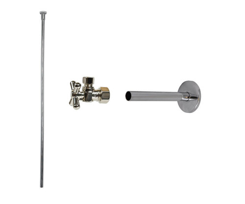 Mountain Plumbing  MT582BX-NL/PVD Toilet Supply Kit - Brass Cross Handle with 1/4 Turn Ball Valve - Angle, Cover Tube, Flat Head Riser - Polished Brass