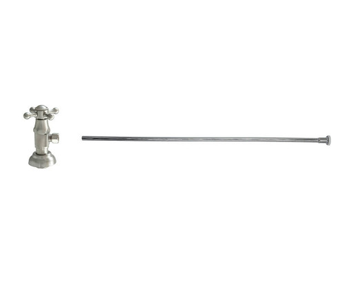 Mountain Plumbing Toilet Supply Kit - Brass Cross Handle with 1/4 Turn Ceramic Disc Cartridge Valve - Angle, Flat Head Riser - Pewter - MT4831X-NL/PEW