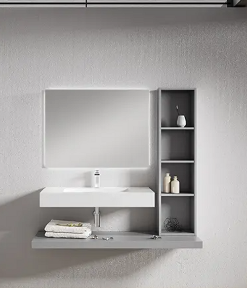 Lucena Bath Element Tall Open Shelf Vanity Wall Side Cabinet - 44" High x 11.12 Wide - White