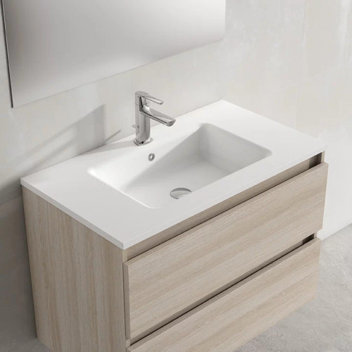 Lucena Bath  81678 24" Hasvik Single Hole Resin Sink With Integrated Countertop