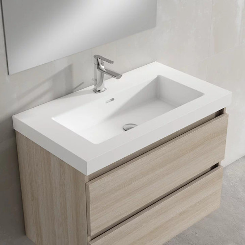Lucena Bath  83739 24" White Highgloss Single Hole Nantes Sink With Integrated Countertop