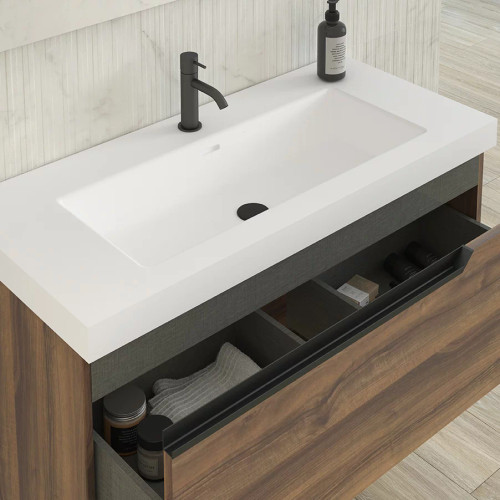 Lucena Bath Nantes Single Hole Sink With Integrated Countertop 40" Width - Navy Color - 85665