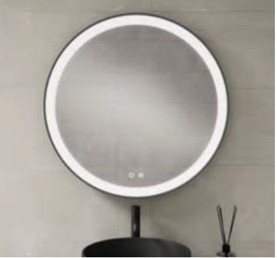 Lucena Alexa Wall Mirror with LED, Sensor and Antifog 28" Diameter - Black Color - 87669