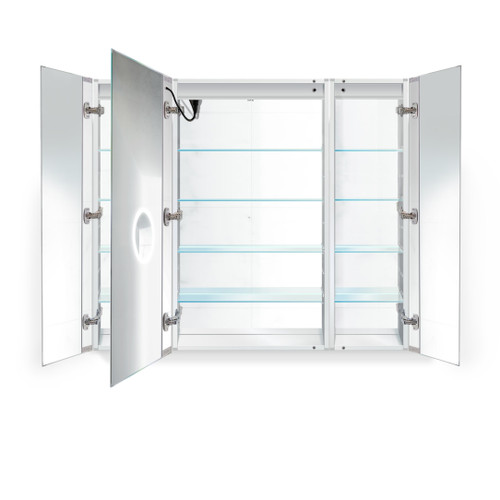 Krugg 48 Inch X 42 Inch LED Medicine Cabinet w/Dimmer & Defogger - Left Hinge on Middle Door - Svange4842LLR
