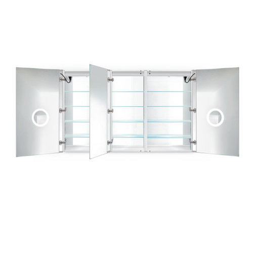 Krugg Svange6642DLLR 66" X 42" LED Medicine Cabinet w/Dimmer & Defogger - Left Hinge on middle door