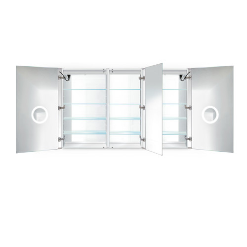Krugg Svange6642DLRR 66 Inch X 42 Inch LED Medicine Cabinet w/Dimmer & Defogger - Right Hinge on Middle Door
