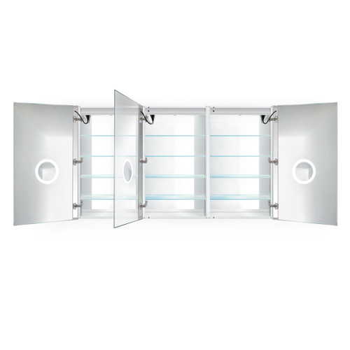 Krugg Svange7242TLLR 72" X 42" LED Medicine Cabinet w/Dimmer & Defogger - Left Hinge on middle door