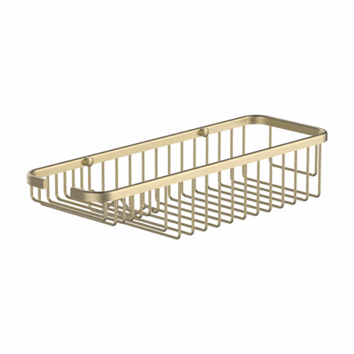 Fine Fixtures Shower Caddy Basket With Soap Holder 14" X 6" - Satin Brass - ACB1SB