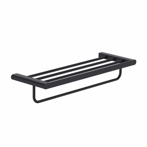 Fine Fixtures 20 1/2 Inch Bathroom Wall Mounted Towel Shelf / Rack - Matte Black - AC1TR24BL