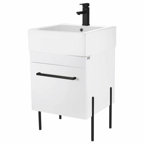 Fine Fixtures Concordia Vanity Cabinet 20" Wide - Matte White With Black Hardware - CA20WH