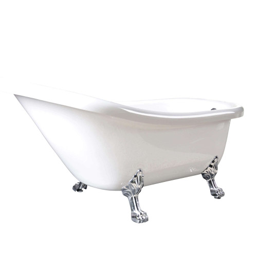 Fine Fixtures Cavalry Freestanding Bathtub White With Clawfoot Legs - 63 Inch W X 28 1/2 D Inch X 29 Inch H - BT200