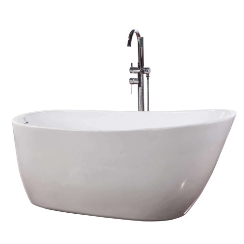 Fine Fixtures Zen Freestanding White Bathtub With Drain - 68 Inch x 30.5 Inch - BT309