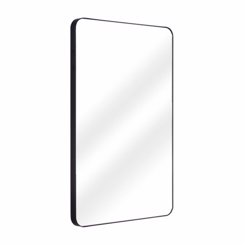 Fine Fixtures MRR1624BL Rectangular Mirror - Round Corners - 16 Inch X 24 Inch - Matte Black