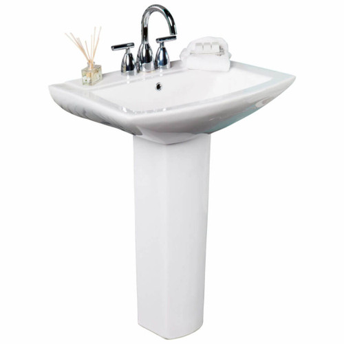 Fine Fixtures MI2319W4 Classic White Pedestal Sink Sink 23 Inch X 19 Inch with 4 Inch Faucet Holes