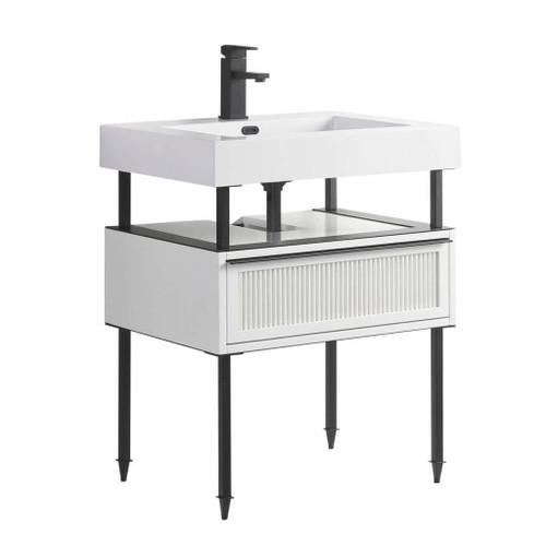 Fine Fixtures Dakota Vanity Cabinet 30 Inch Wide - White With Black Hardware - DA30WH-DAH30BL-VEA3018W