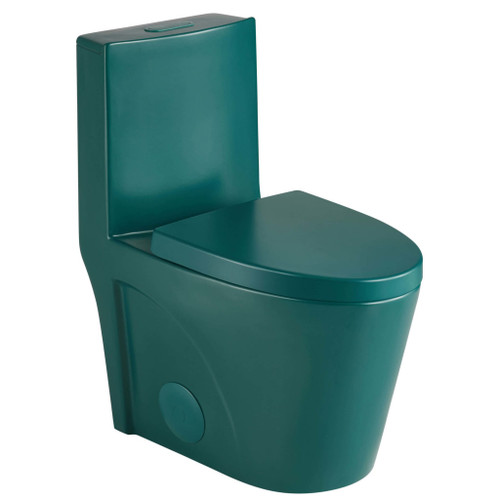 Fine Fixtures Modern One Piece Elongated Toilet - Teal Green Matte (12" Rough-in) - MOTB7GN-O